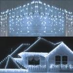 10M Decorative LED Curtain Light - White, 160 LEDs, Transparent Wire, AC220V