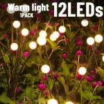 12LED Solar Firefly Garden Lights - Warm White, IP65 Waterproof, Twinkling Outdoor Decoration