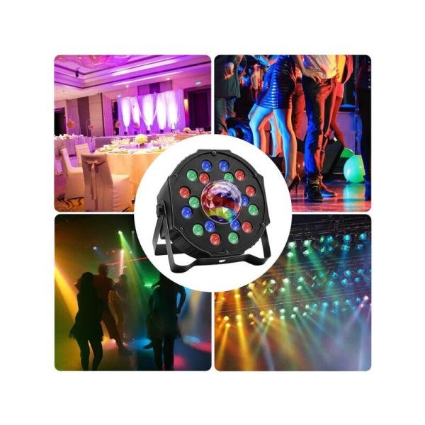 18 LED Magic Ball PAR Disco Effect Light - RGB, DMX512, 8 Channels, Strobe + Rotating Disco Ball