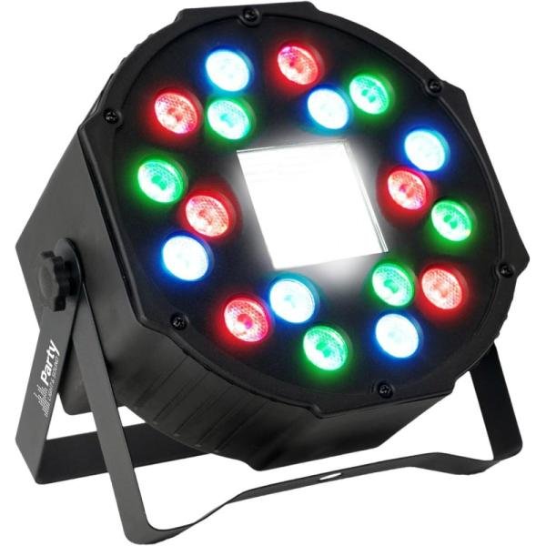 18LED Strobe PAR Light - RGB + 36LED Strobe, DMX512, 8 Channels, Party Projector with Bracket