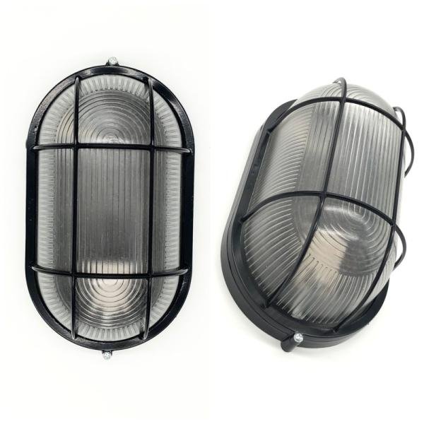 Die-Cast Aluminum Bulkhead Fitting | E27 | Max 100W | Black | IP44 | Weatherproof