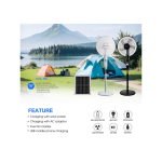 ECO 16" Pedestal Solar Fan - Rechargeable | 9V/15W Panel | USB Charging | Night Light
