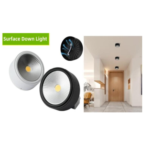EVB LED Surface Mounted Downlight - 10W | Warm White | Black Body
