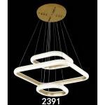 ALITE Gold Triple Square Ring Modern LED Chandelier - 90W - 3-Color Dimmable