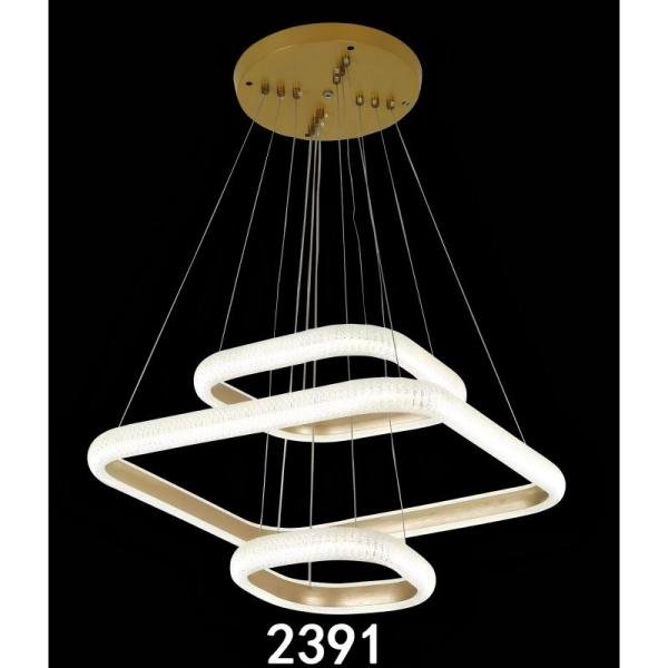 ALITE Gold Triple Square Ring Modern LED Chandelier - 90W - 3-Color Dimmable
