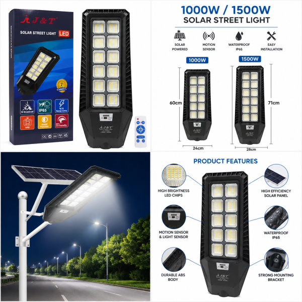 J&T Solar Street Light 1000W / 1500W LED Outdoor Waterproof