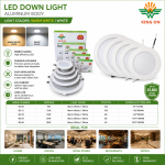 KING ON LED Down Light Aluminum Body 9W/12W/18W/24W/36W – White (6500K) / Warm White (3000K)