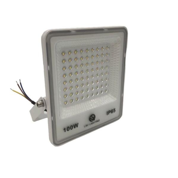 LRC LED Flood Light - 100W, 6500K White, IP65, Compact Black Body