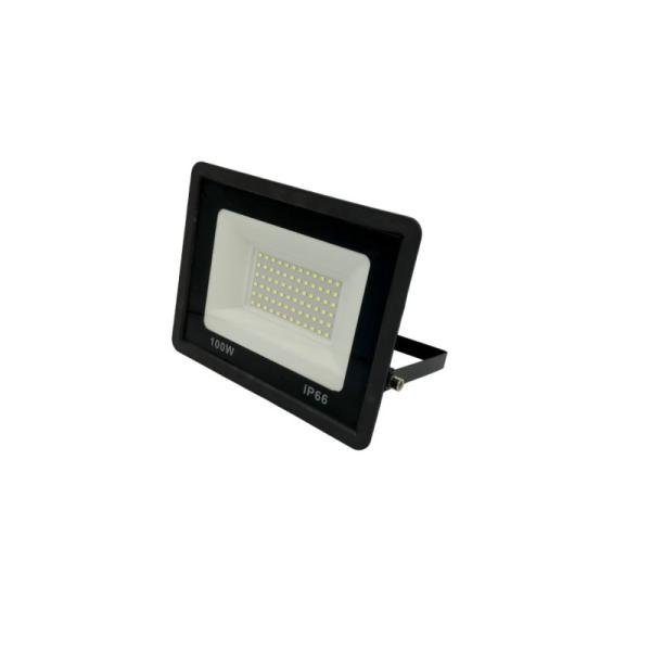 LRC LED Flood Light - 100W, 6500K White, IP66, Ultra-Slim Black Body