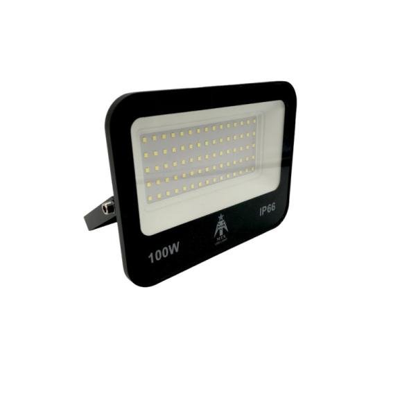 LRC LED Flood Light - 100W, 6500K White, IP66, Slim Black Body