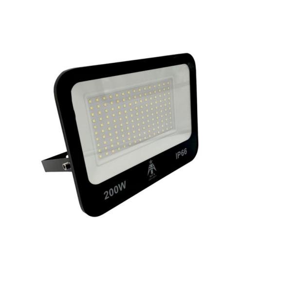 LRC LED Flood Light - 200W, 6500K White, IP66, Slim Black Body