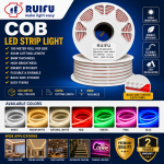 Ruifu COB LED Strip Light 100M Roll – 8mm Flexible LED Tape Light – White, Warm White, Natural White, Red, Green, Blue & Pink