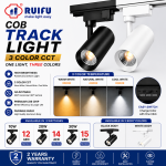 Ruifu COB LED Track Light 3CCT – 10W / 20W / 30W – Adjustable Track Spotlight – Black & White Finish