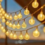 Solar Crystal Ball Fairy String Lights - 10M, 100 Warm White LEDs, 8 Modes, IP65