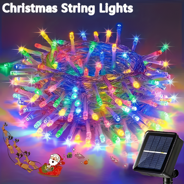 Solar LED Decorative String Lights - 10M, 100 Multicolor LEDs, 8 Modes, IP65