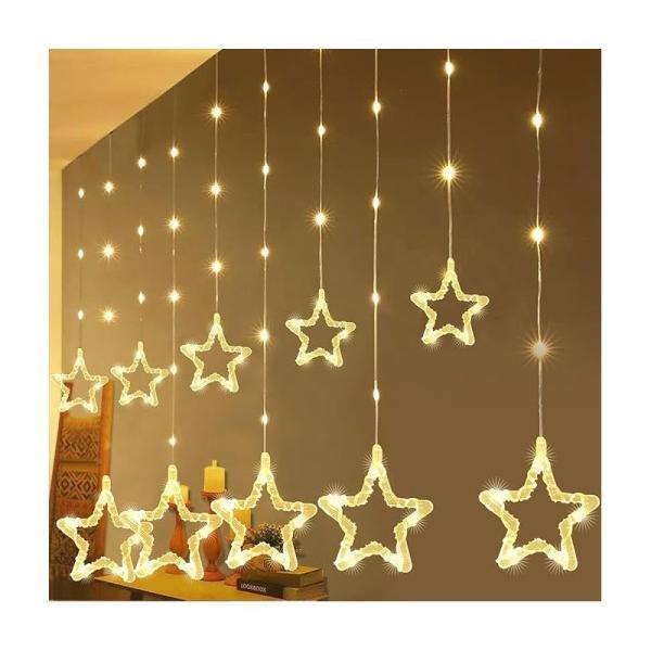 STAR LED Curtain Lights - 3M Warm White - 8 Flashing Modes