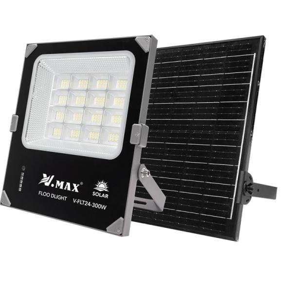 V.Max 300W LED Solar Flood Light - White | IP65 | Remote & Auto Control