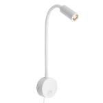 ALITE Wall-Mounted LED Reading Light - 3W, 3000K Warm White, Flexible Gooseneck, White Finish