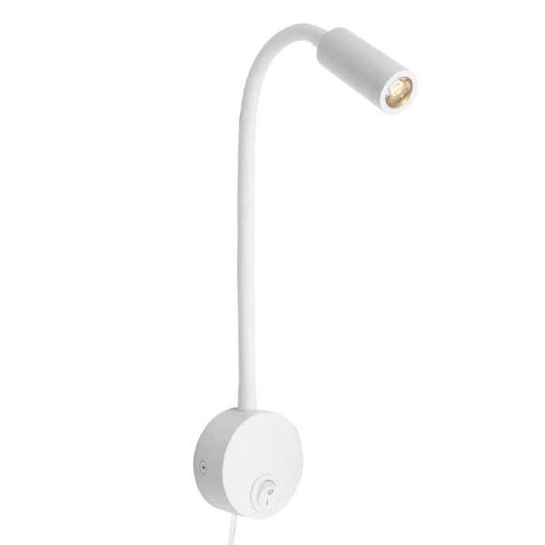 ALITE Wall-Mounted LED Reading Light - 3W, 3000K Warm White, Flexible Gooseneck, White Finish