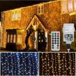 600 LED 6x3M Dual-Color Curtain Lights - Warm & Cool White, 11 Modes, IP44 Waterproof, Remote Controlled for Indoor/Outdoor Decor