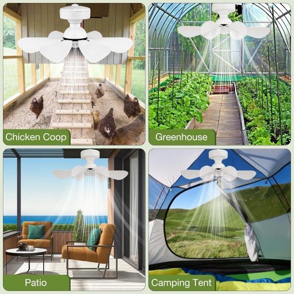 SOLAR CEILING FAN, 25W SOLAR POWERED RECHARGEABLE CEILING FAN WITH LIGHT, 32WH/10000MAH BATTERY BACKUP, REMOTE CONTROL