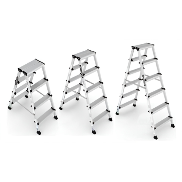 Industrial Home Ladder Aluminum Folding Step Rack Stool - 2 Step, White