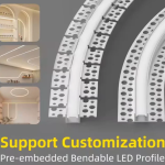 AIDEN Flexible LED Aluminum Profile - 3M | Side-Curved Recessed Channel | Milky Diffuser